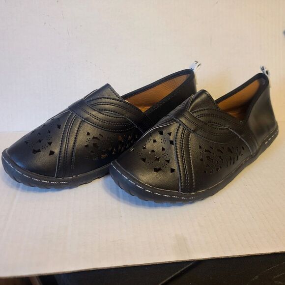 J'ADior Christian Dior Leather Lazer Cut  Black Slip on Loafers Casual Size 11 - Picture 1 of 7